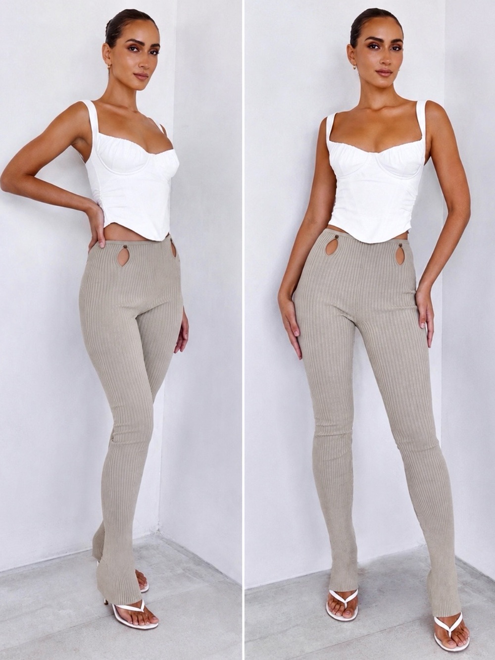 House of CB Mistress Rocks Pants Flare Ribbed Knit — Size Small New